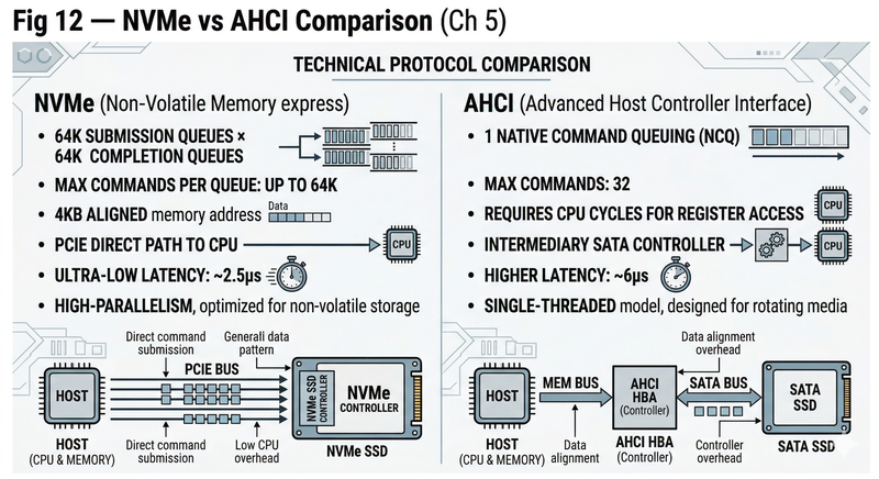 NVMe vs AHCI protocol comparison