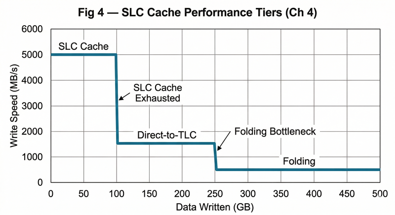 SLC cache performance tiers during sustained writes